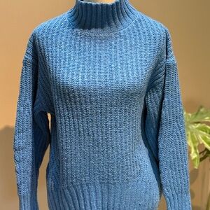 Anthropologie Maeve Oversized Blue Mock Neck Sweater,Size S